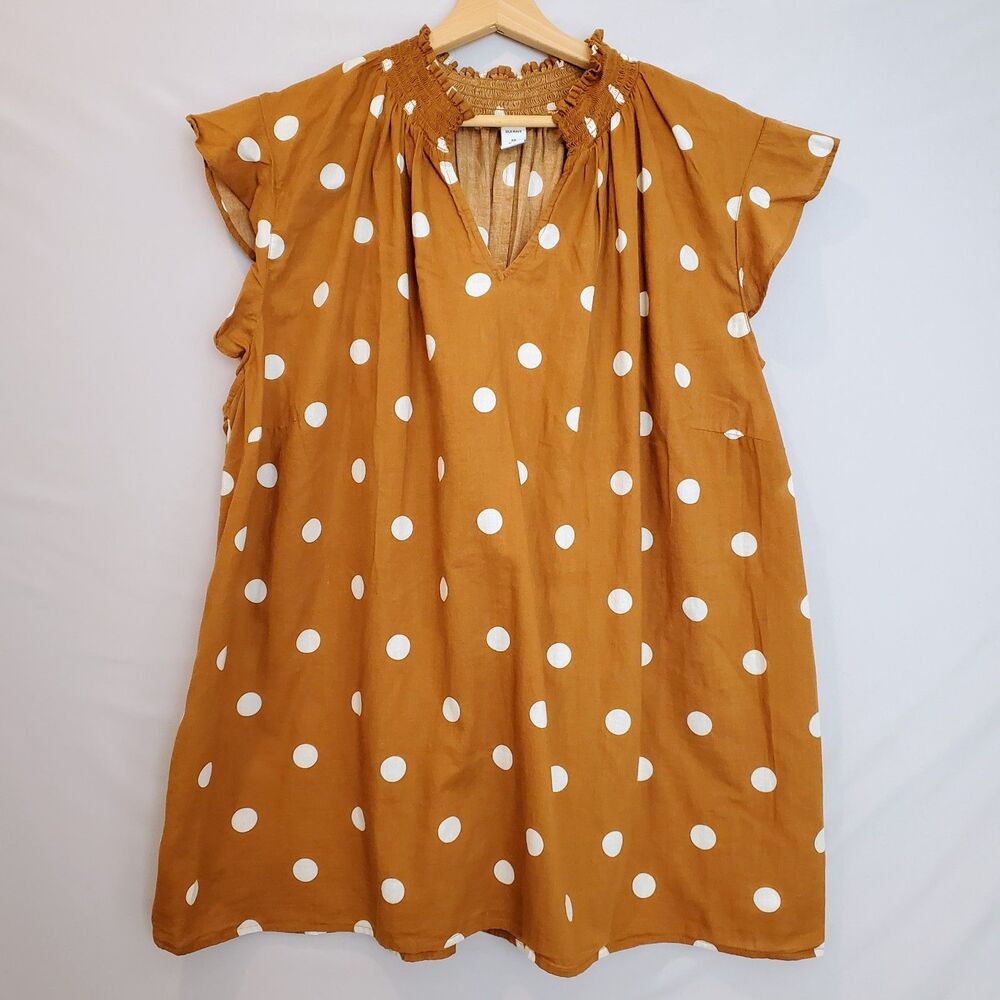 Old Navy Women Plus Top Polka Dot 3X Burnt Orange Whimsy